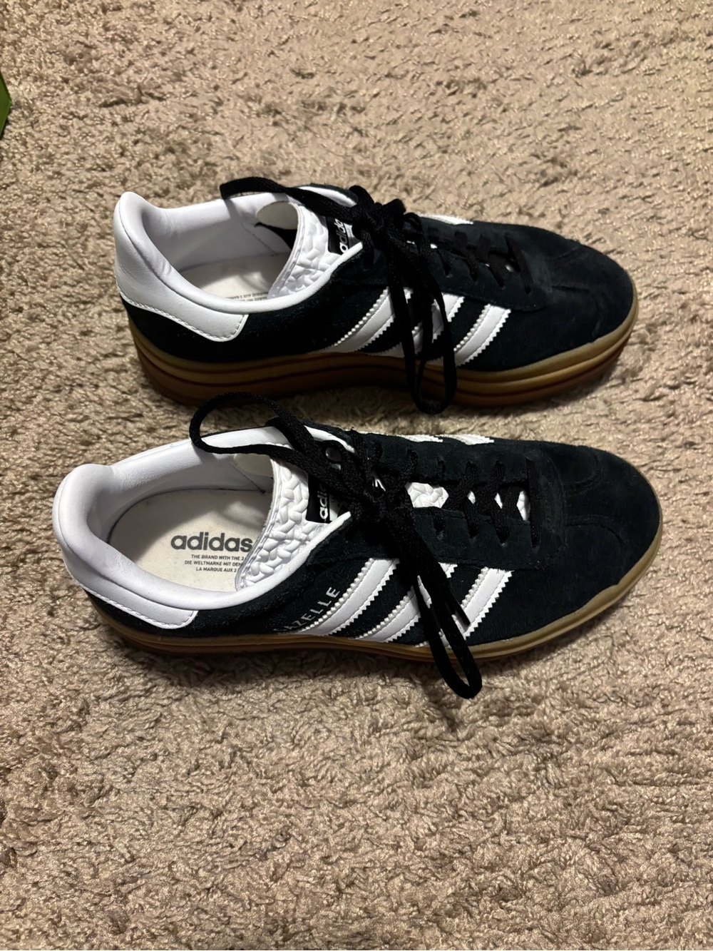 adidas Black Suede Sneakers with White Stripes - Picture 3 of 3